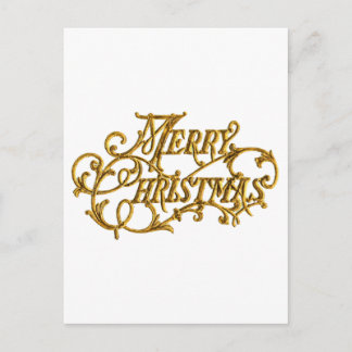 Cartão Postal De Festividades Script de Rico gravado, "Feliz Natal"