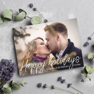 Cartão Postal De Festividades script mínimo moderno newlyweds foto mr mrs