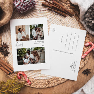 Cartão Postal De Festividades Script Moderno Grateful Centrado Três Foto