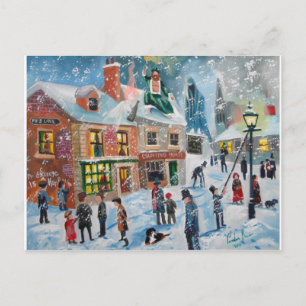 Cartão Postal De Festividades Scrooge A Christmas Carol winter snow scene ghosts