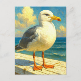 Cartão Postal De Festividades Seagull Postcard | Coastal Beach Bird Art