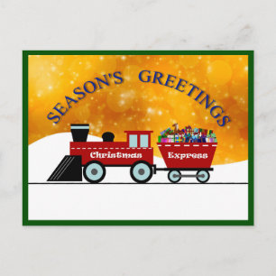 Cartão Postal De Festividades Season's Greetings v.5d: Christmas Express (train)