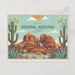 Cartão Postal De Festividades Sedona Arizona Viagem Rochas Vermelhas Antiga