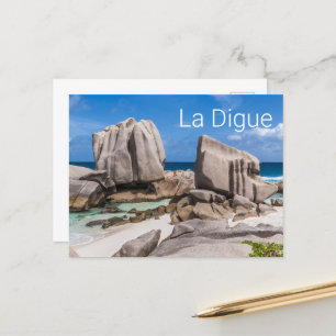 Cartão Postal De Festividades Seicheles La Digue Anse Marron Beach Vintage