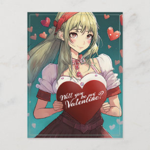 Cartão Postal De Festividades Seja Meu Namorado no Estilo Mangá 33893