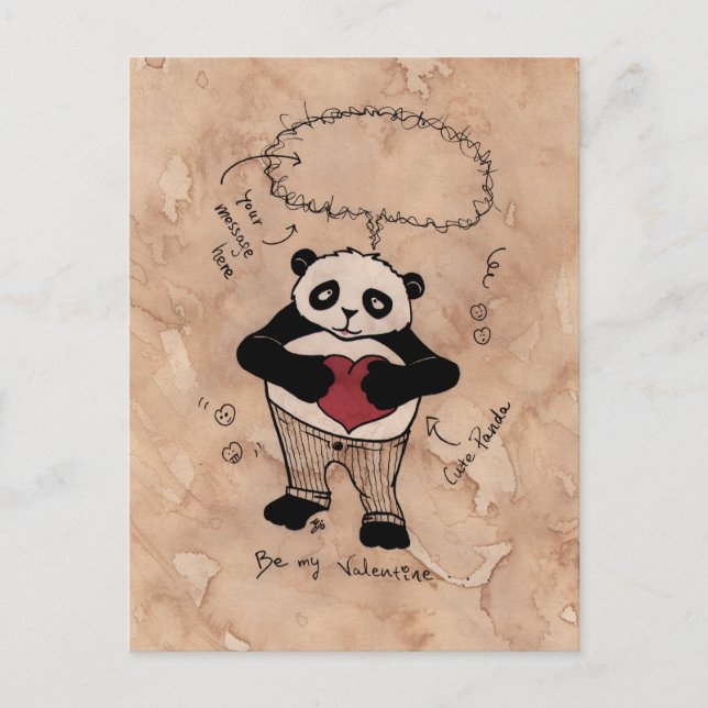 Cartão Postal De Festividades Seja meus namorados, Panda. (Frente)