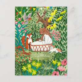 Cartão Postal De Festividades Selva de Animais Verde | Novos Parabéns para bebês