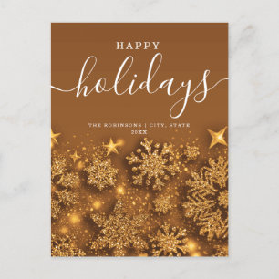 Cartão Postal De Festividades Sem Foto Feliz Natal Feriado Glitter Neve Dourada