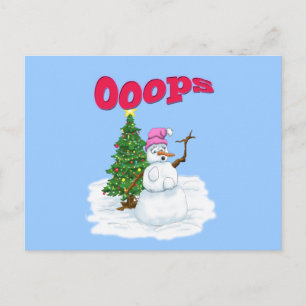 Cartão Postal De Festividades Senhora da neve com árvore de Natal OOps