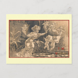 Cartão Postal De Festividades Senhora Perseguição Musical Cupido, vintage dos