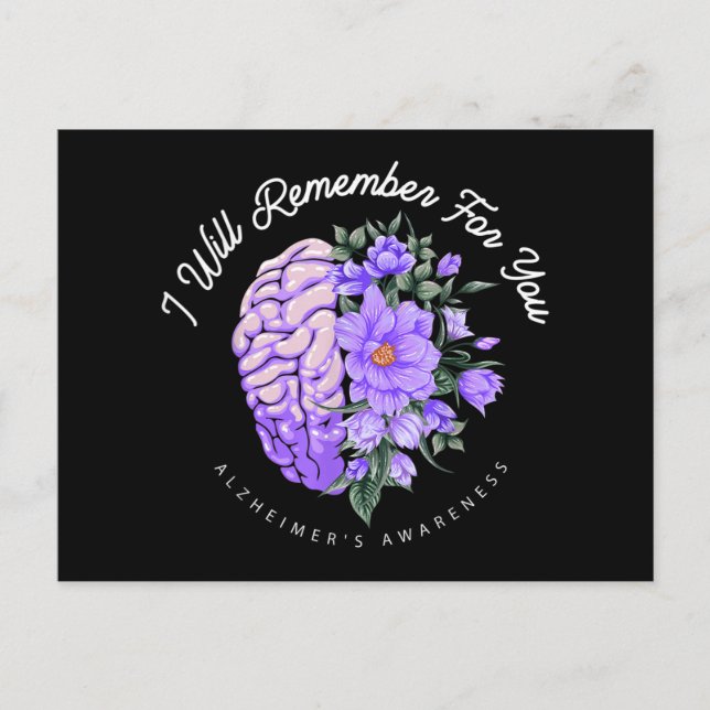 Cartão Postal De Festividades Sensibilização do Alzheimer Eu lembrarei por você (Frente)