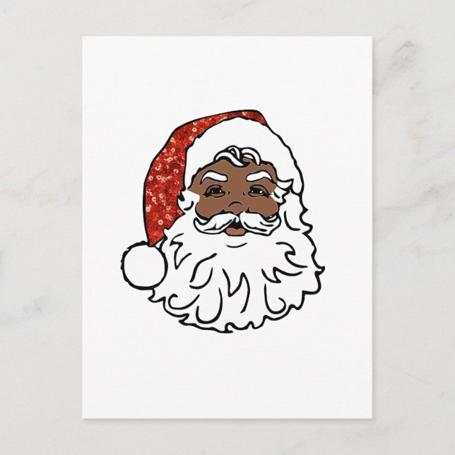 Cartão Postal De Festividades sequências de preto santa claus (Frente)