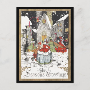Cartão Postal De Festividades Serviços de Natal na Igreja de Ye Olde