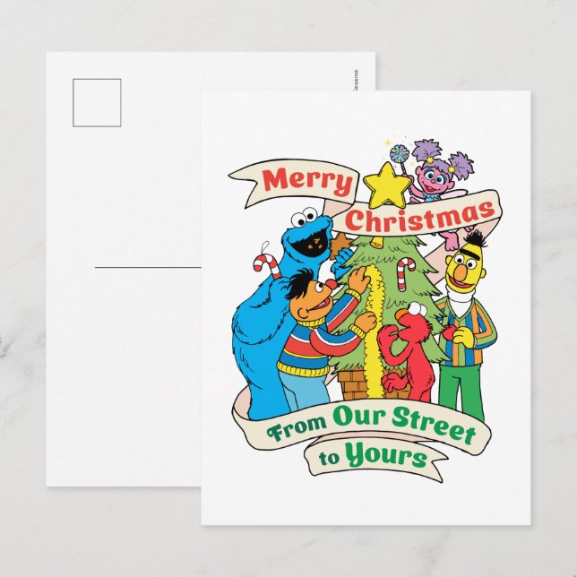 Cartão Postal De Festividades Sesame Street Feliz Natal Férias (Frente/Verso)