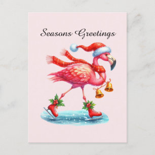 Cartão Postal De Festividades Sessões saudações rosa flamingo