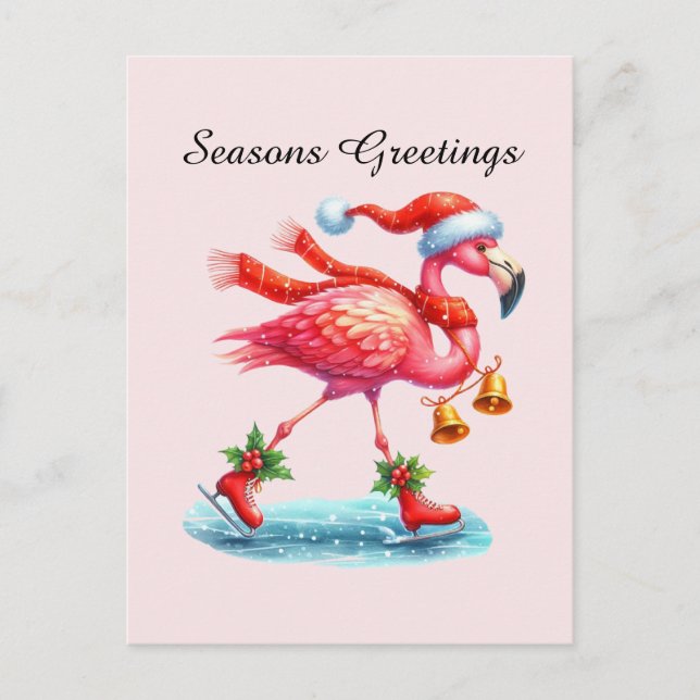 Cartão Postal De Festividades Sessões saudações rosa flamingo (Frente)