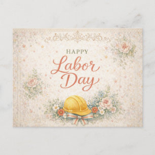 Cartão Postal De Festividades Shabby Chic Rosa Feliz Dia do Trabalhador