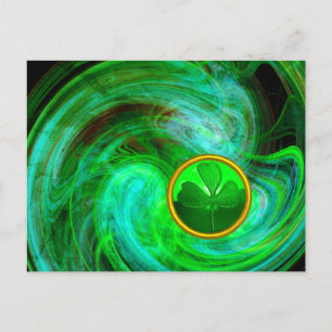 Cartão Postal De Festividades SHAMROCK DE Dia de São Patrício EM FRATOS VERDES A