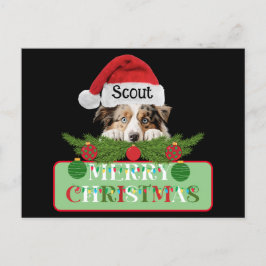 Cartão Postal De Festividades Shepherd australiano personalizado Feliz Natal