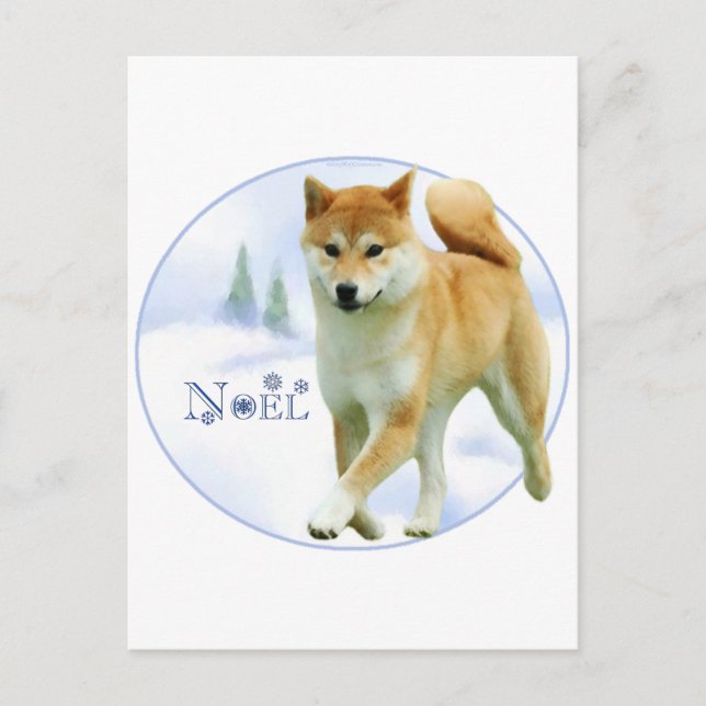 Cartão Postal De Festividades Shiba Noel (Frente)