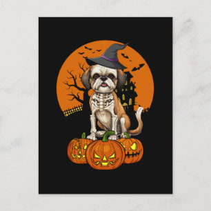 Cartão Postal De Festividades Shih Tzu Dog Halloween