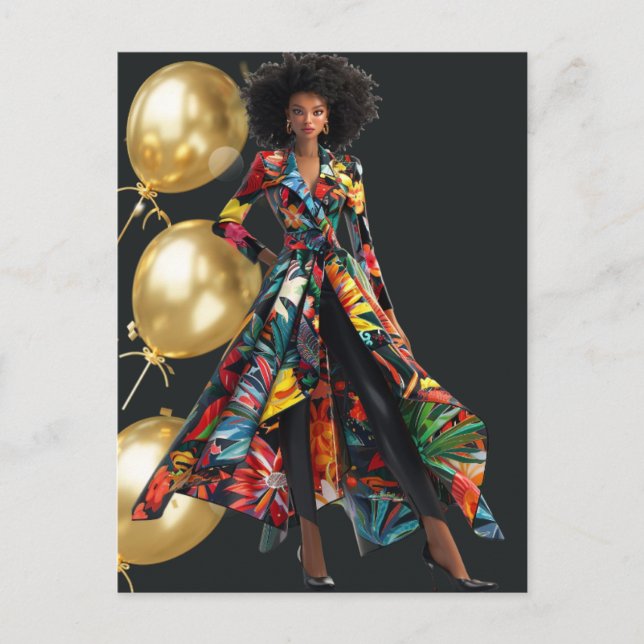 Cartão Postal De Festividades Shopp Sista da Rainha Negra Africana Melanin (Frente)