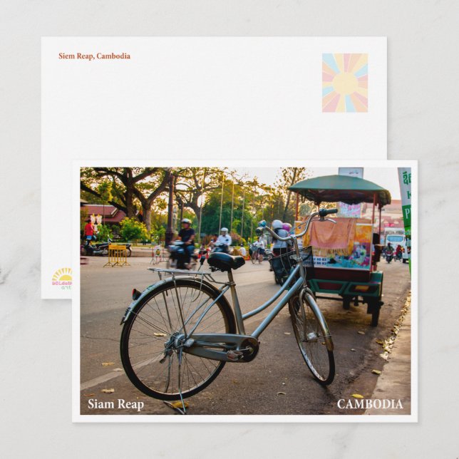 Cartão Postal De Festividades Siem Reap Bicycle Street – Travel Postcard (Frente/Verso)