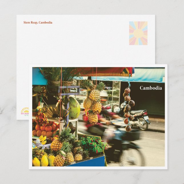 Cartão Postal De Festividades Siem Reap Fruit Market – Travel Postcard (Frente/Verso)