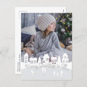 Cartão Postal De Festividades Silhout da Vila Branca de Neve Natal