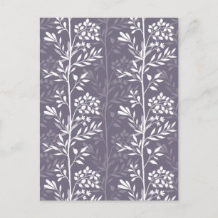 Cartão Postal De Festividades Silhueta Floral Elegante Roxo Lavanda Minimalista