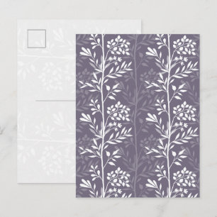 Cartão Postal De Festividades Silhueta Floral Graciosa Lavanda Roxo Minimalista