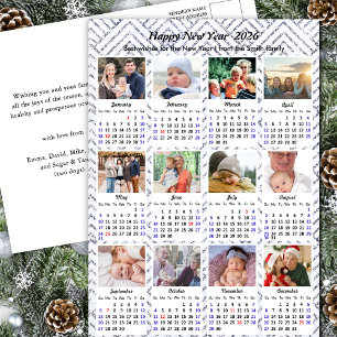 Cartão Postal De Festividades Silver de Colagem de Fotos da Família Moderna do C