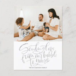 Cartão Postal De Festividades Silver Enviando Amor de Nosso Bolha para Sua Foto