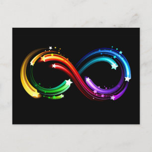Cartão Postal De Festividades Símbolo do infinito de cometas arco-íris