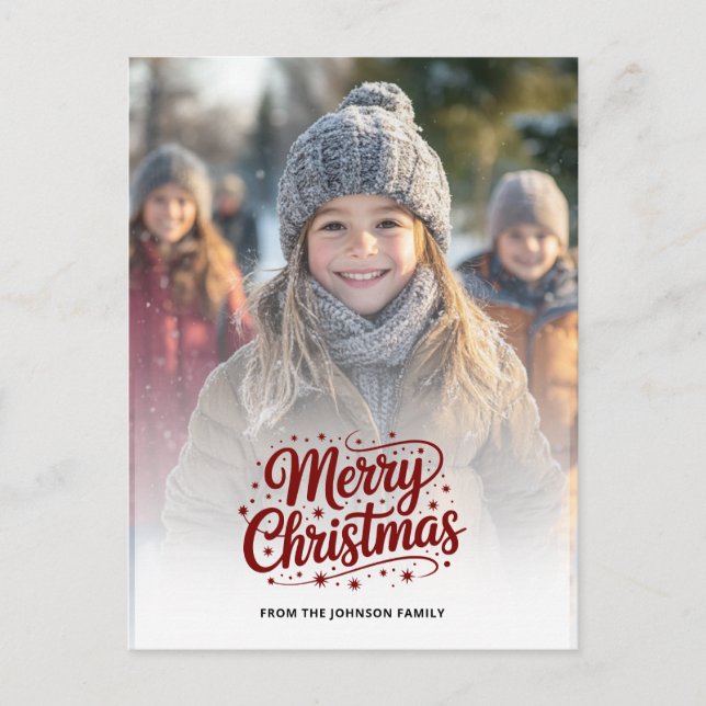 Cartão Postal De Festividades Simple Elegant Merry Christmas Photo Card Gradient (Frente)