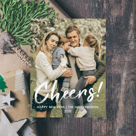 Cartão Postal De Festividades Simple Elegant Modern Happy New Year One Photo