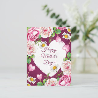 Cartão Postal De Festividades Simple Elegant Pink Nature Mother's Day 