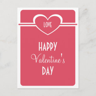 Cartão Postal De Festividades Simple Heart Valentine's Day Postcard, Dark Pink