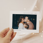 Cartão Postal De Festividades Simple Wishes | Minimalist Photo<br><div class="desc">These modern and minimalist holiday photo postcards feature your favorite personal photo,  with simple black text that says "Season's Greetings" and an elegant black and white design.</div>