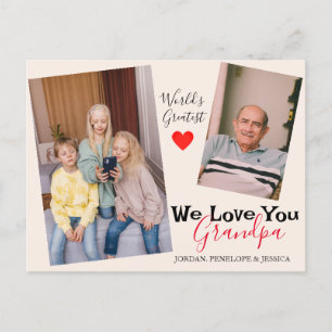 Cartão Postal De Festividades simples Dia de os pais feliz, vovô, foto dois