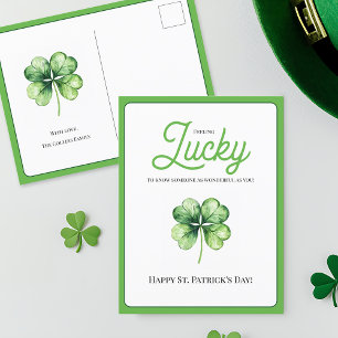 Cartão Postal De Festividades Simples Dia de São Patrício Feliz de Shamrock Verd