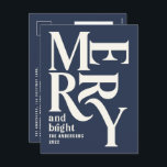 Cartão Postal De Festividades Simples e moderno Natal azul marinho feliz<br><div class="desc">O moderno e mínimo tradicional retrô tradicional da tipografia gráfica de vintage,  marinho azul de Natal alegre. Parte de uma coleção de feriados divertida.</div>