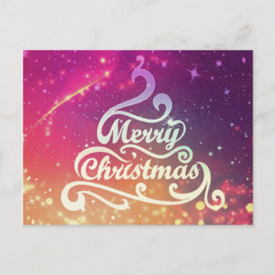 Cartão Postal De Festividades Simples Elegante Árvore Glitter Feliz Natal