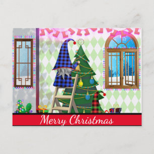 Cartão Postal De Festividades Simples Elegante Decor Verde Feliz Natal