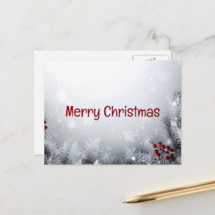 Cartão Postal De Festividades Simples Elegante Decor Verde Feliz Natal
