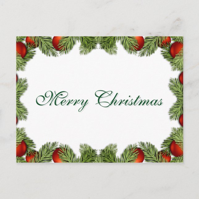 Cartão Postal De Festividades Simples Elegante Decor Verde Feliz Natal (Frente)