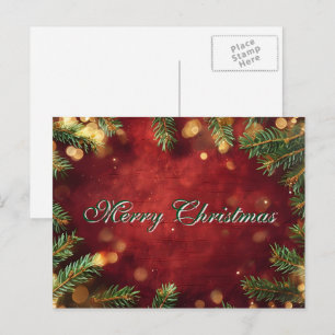 Cartão Postal De Festividades Simples Elegante Decor Verde Feliz Natal