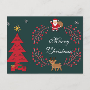 Cartão Postal De Festividades Simples Elegante Decor Verde Feliz Natal