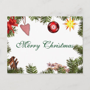 Cartão Postal De Festividades Simples Elegante Decor Verde Feliz Natal