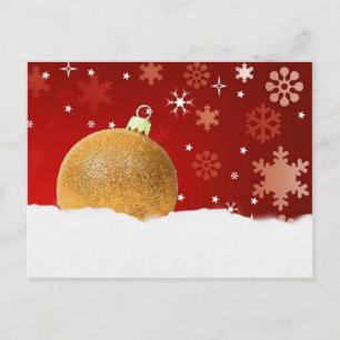 Cartão Postal De Festividades Simples Elegante Dourada Wreath Feliz Natal